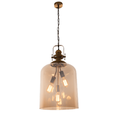 Satin Brass Pendant with Amber Glass