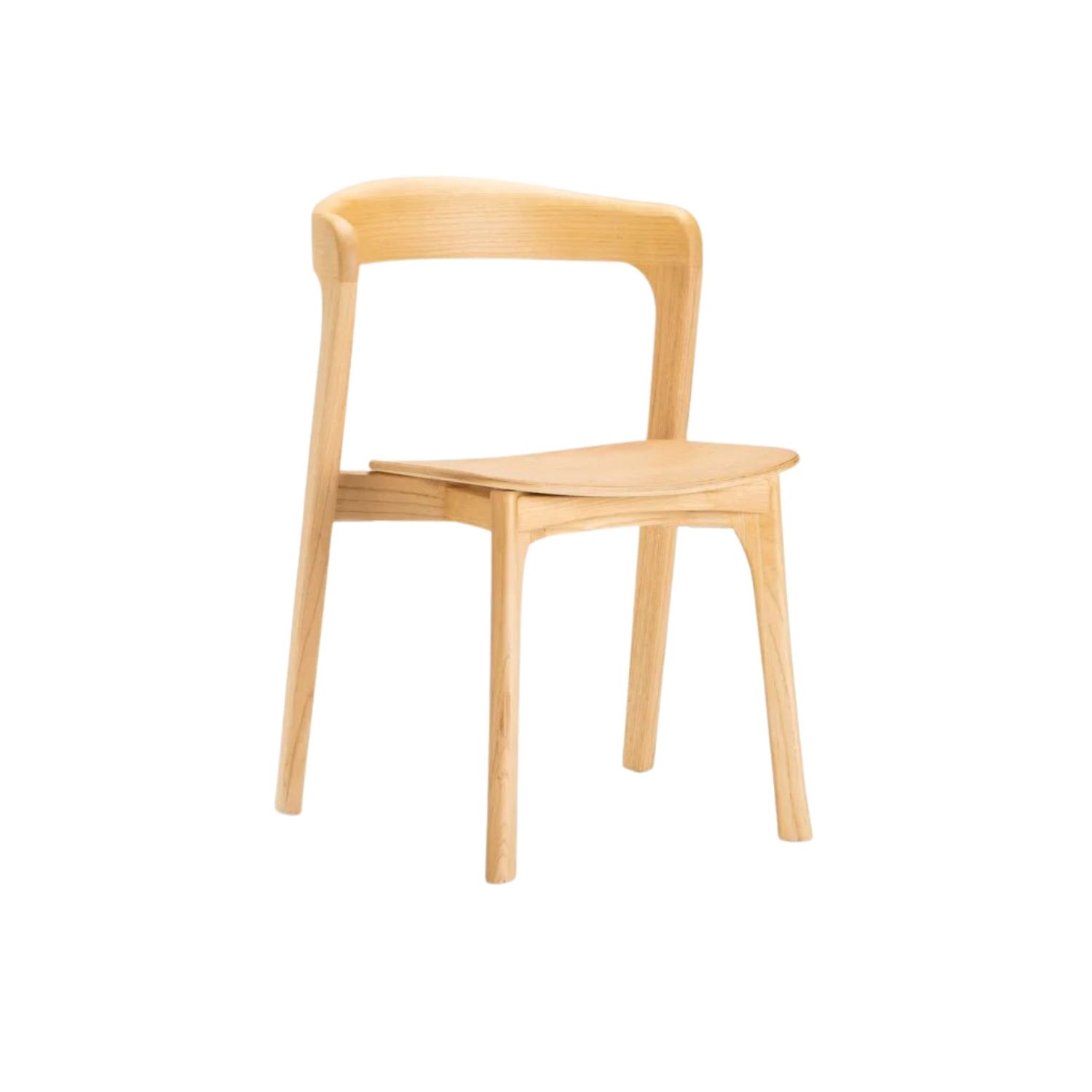 Solid Elm Wood Dining Chair - Natural