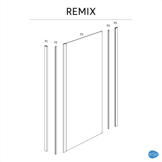 Shower Fixed Panel Remix Chrome with Clear Glass 90x195cm