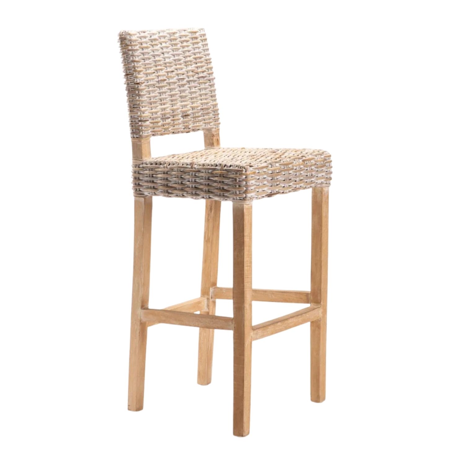Modern Soft Fabric Barstool - Whitewash