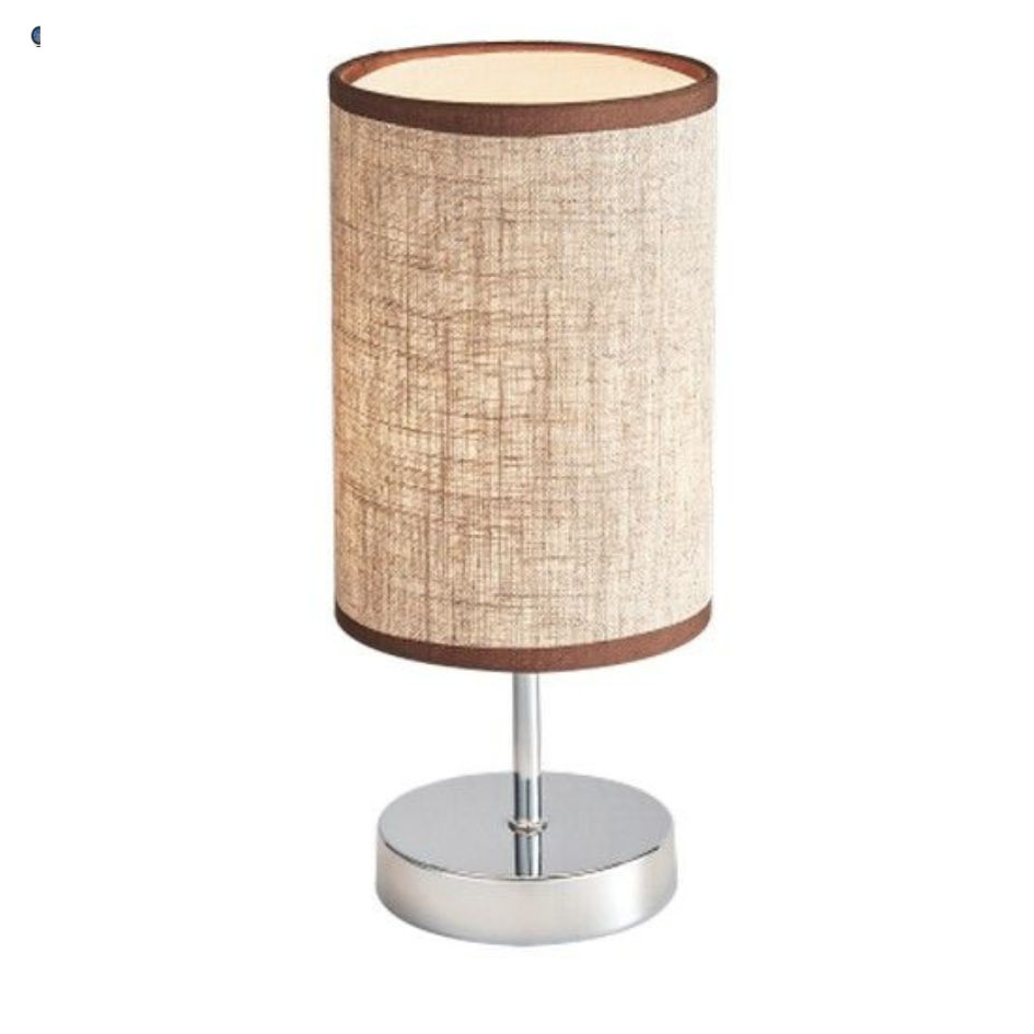 Polished Chrome Table Lamp with Dark Brown Fabric Shade