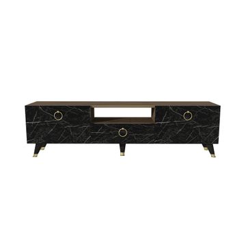 Armoire Suny TV Stand - Black Marble/Walnut