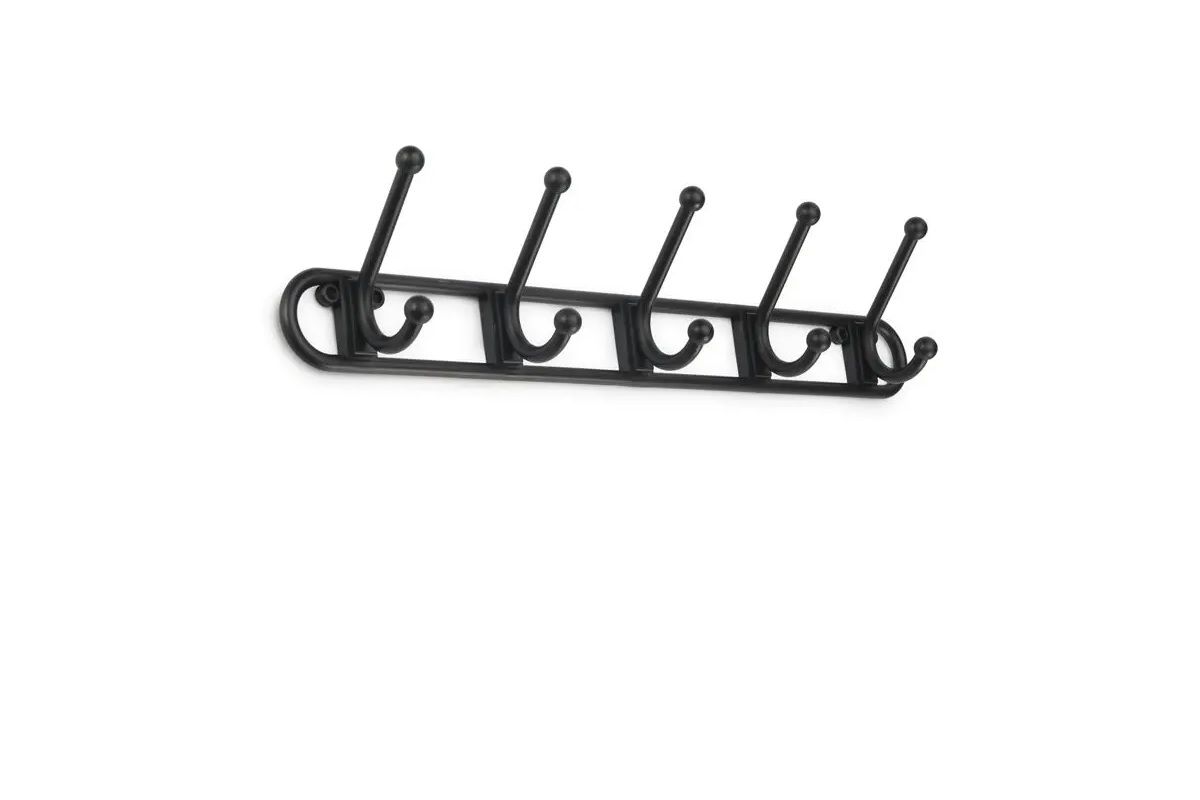 Coat Hook Rack, 5 Hook, Black (3 pack) BY WOODLY