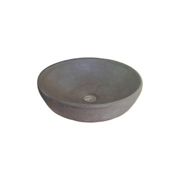 Charcoal Concrete Round Handmade Basin Countertop Butler Sink 42 x 14cm