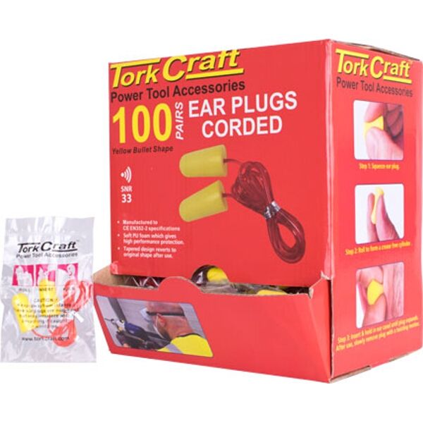 Ear Plug Corded 1Pr Poly Bag 100 Pr Per Box Bullet Shape Yellow