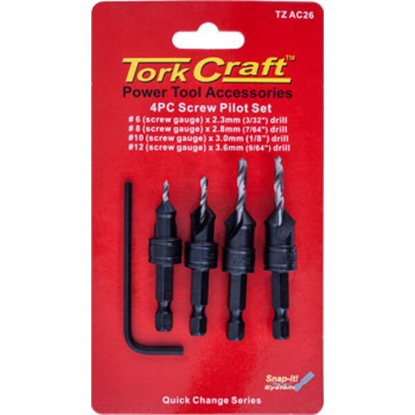 Screw Pilot/Countersink Set 4Pce