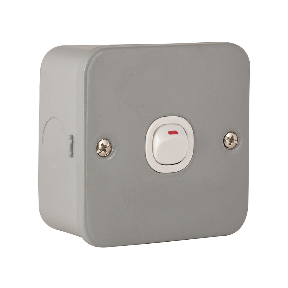 Eurolux - Switch - 1 Gang - 1 Way - Grey - 10a - Steel - 3 Pack