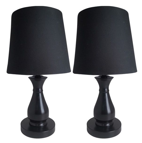 Litex Lamps Mini Shaped Metal Table Lamp with Lampshade Twinpack