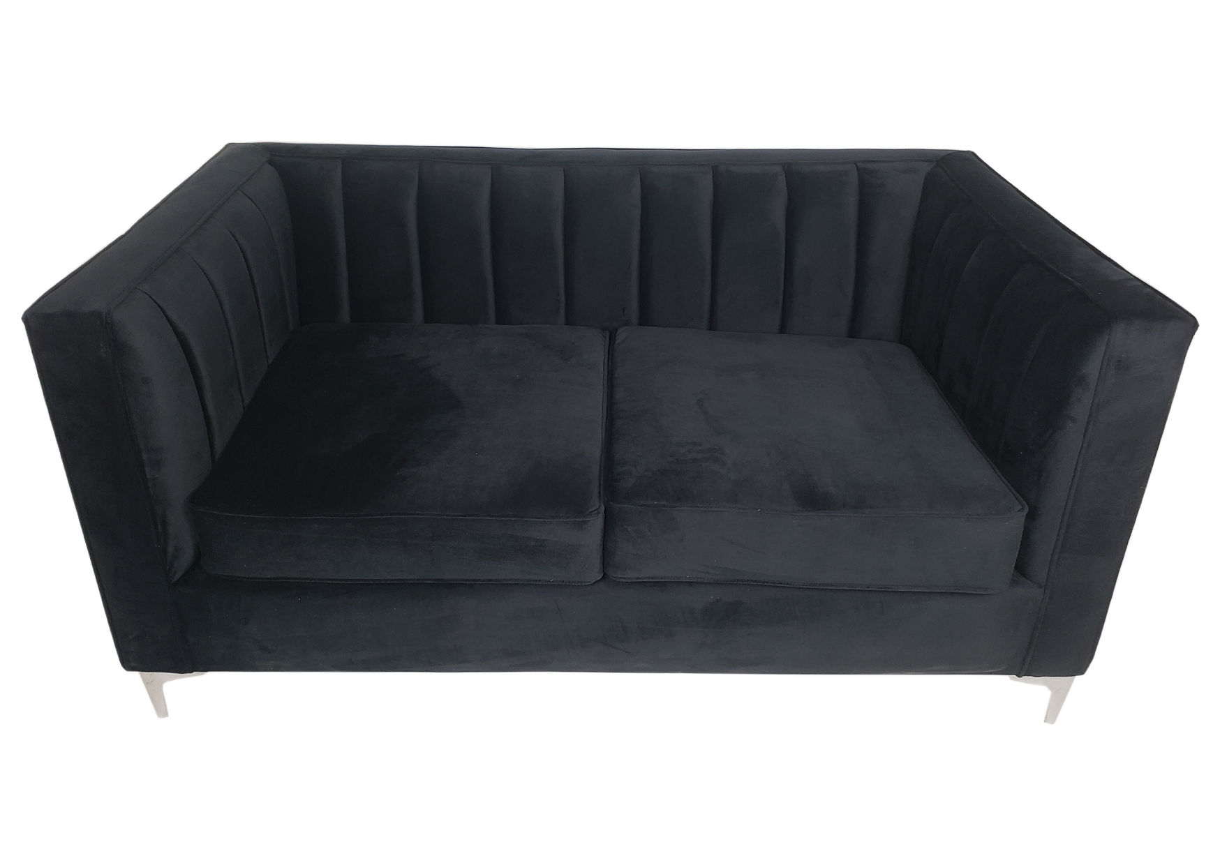 Oxford Two Seater Stripe Velvet - Black