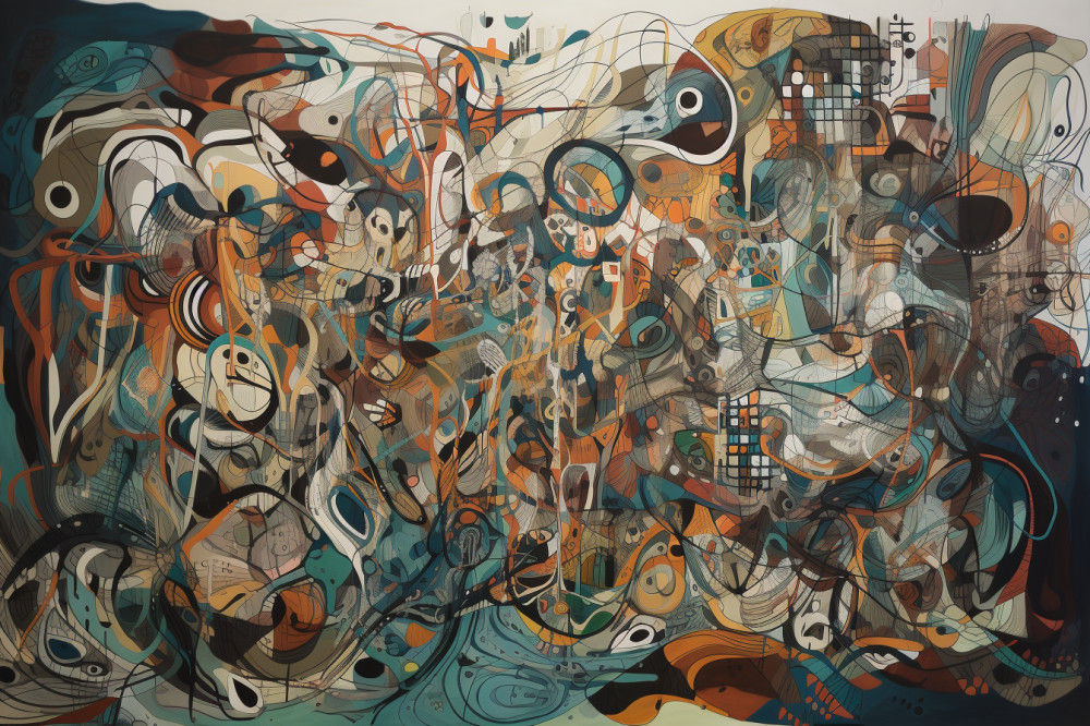 Canvas Wall Art - Flowing Lines Organic Shapes Depict Abstract - A1088 - [120 x 80 cm]