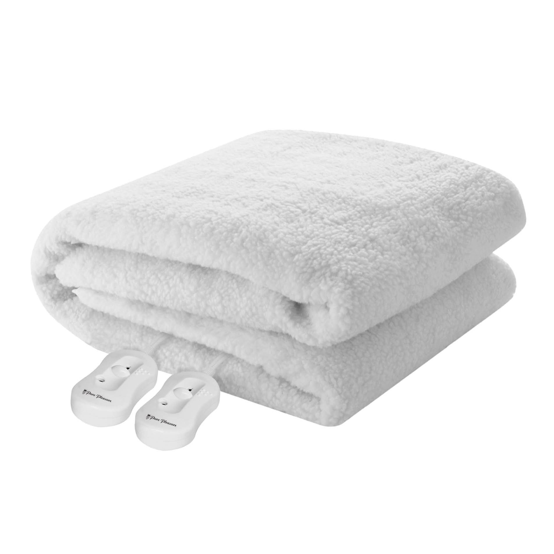 PURE PLEASURE - DOUBLE - SHERPA FLEECE -FITTED ELECTRIC BLANKET w/ ELASTIC 137x188