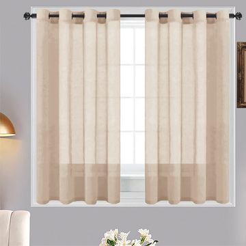 Matoc Designs Café Curtain - Mystic Voile - Taupe - Eyelet - 110cm W x 123cm H -  2 Pack
