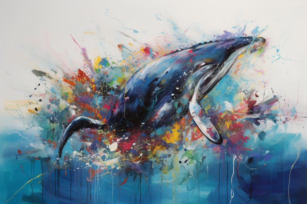 Canvas Wall Art - Dolphin Jumping Out of Water - A1334 - [120 x 80 cm]