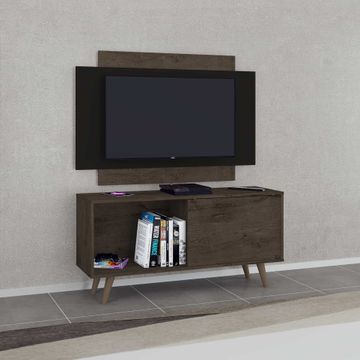 MALAGA TV STAND WITH PANEL RUSTIC-BLACK