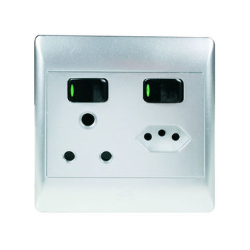 ACDC - Silver 1x16A And 1 Euro Sw Socket Outlet 4x4 With Cover Plate