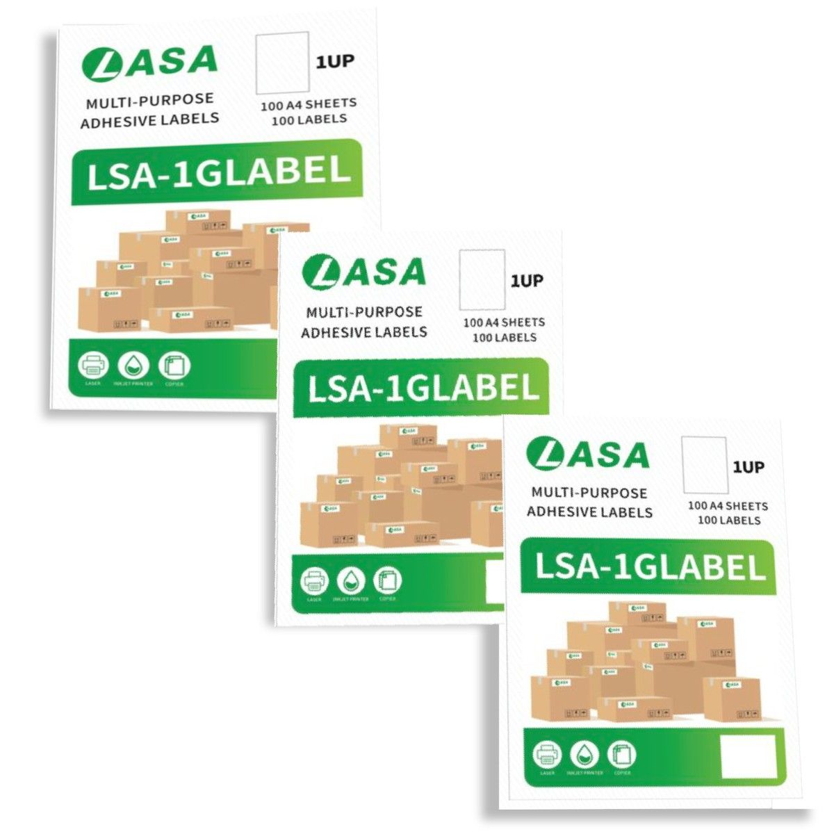 Lasa glossy 1 up label a4 adhesive - 3 pack