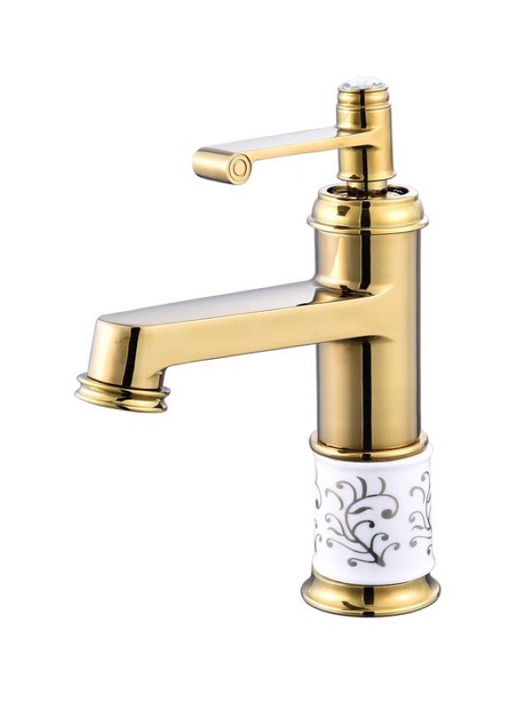 VINTAGE BASIN MIXER - GOLD ANTIQUE SQUARE HANDLE (PLASTIC)