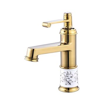 VINTAGE BASIN MIXER - GOLD ANTIQUE SQUARE HANDLE (PLASTIC)