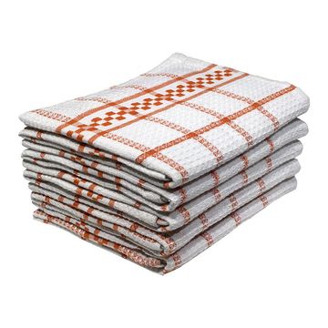 Bunty's Kitchen Towel - Design 2103 - 045x070cms - (05 Pc Pack) - Checks - Vibrant Orange