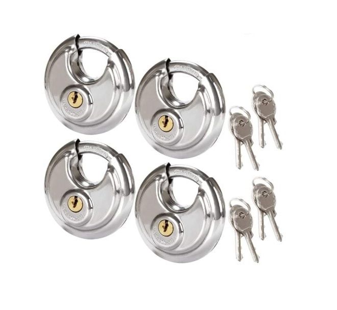 PADLOCK DISCUS LOCK ROUND 70MM 4PC SAME KEY