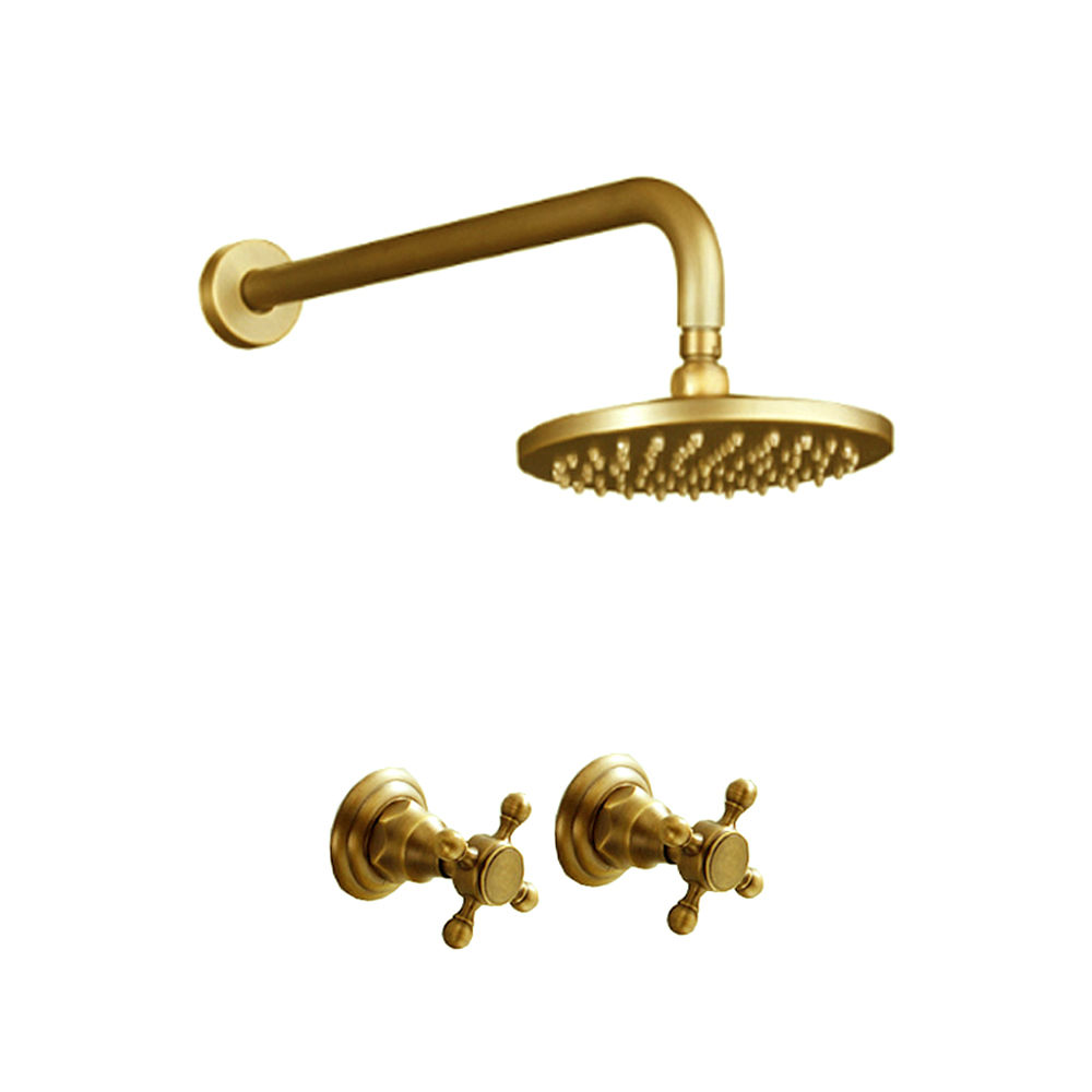 GBB039- BRUSHED GOLD SHOWER & ANTIQUE HANDLES