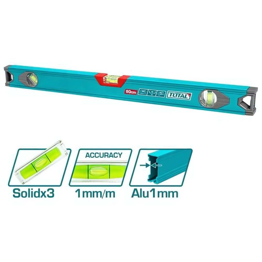 Total 100Cm Aluminium Spirit Level Aluminium Thickness 1Mm- 3 Pack