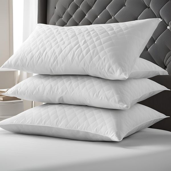 Quilted Pillow Protector - Polyester 90 GSM - Standard - Optical White(06 Set)