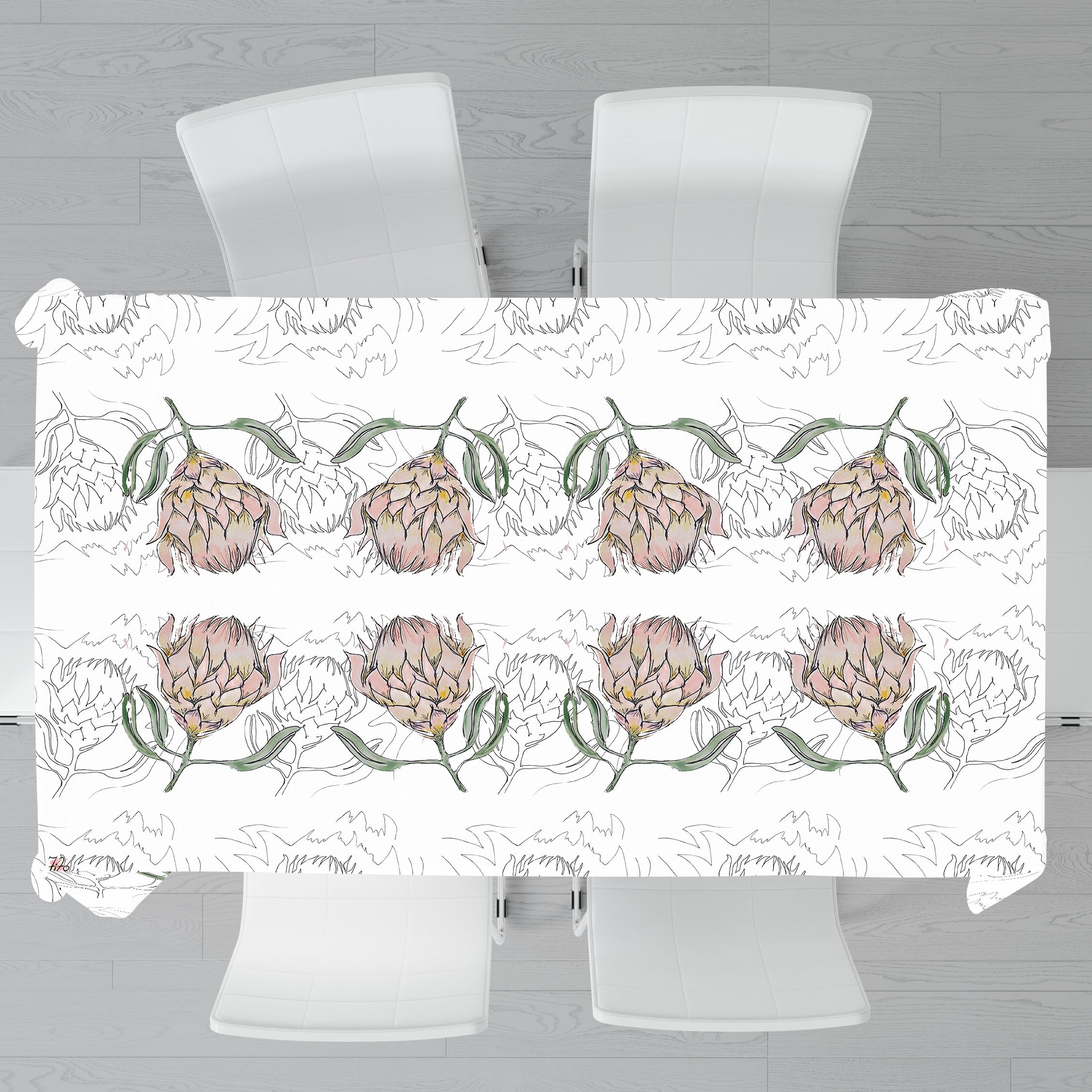 Simple Protea on White By Fifo Rectangle Tablecloth | LEROY MERLIN ...