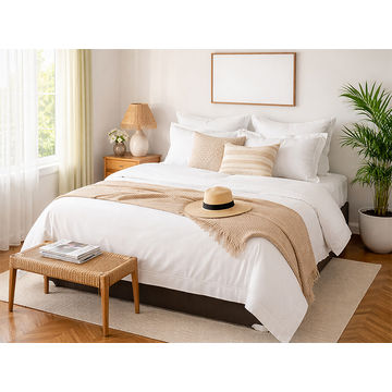 Premium Collection - Super Soft and Breatheable Oxford Optical White Satin-Stitched Duvet Cover Set - (01 Set) - King