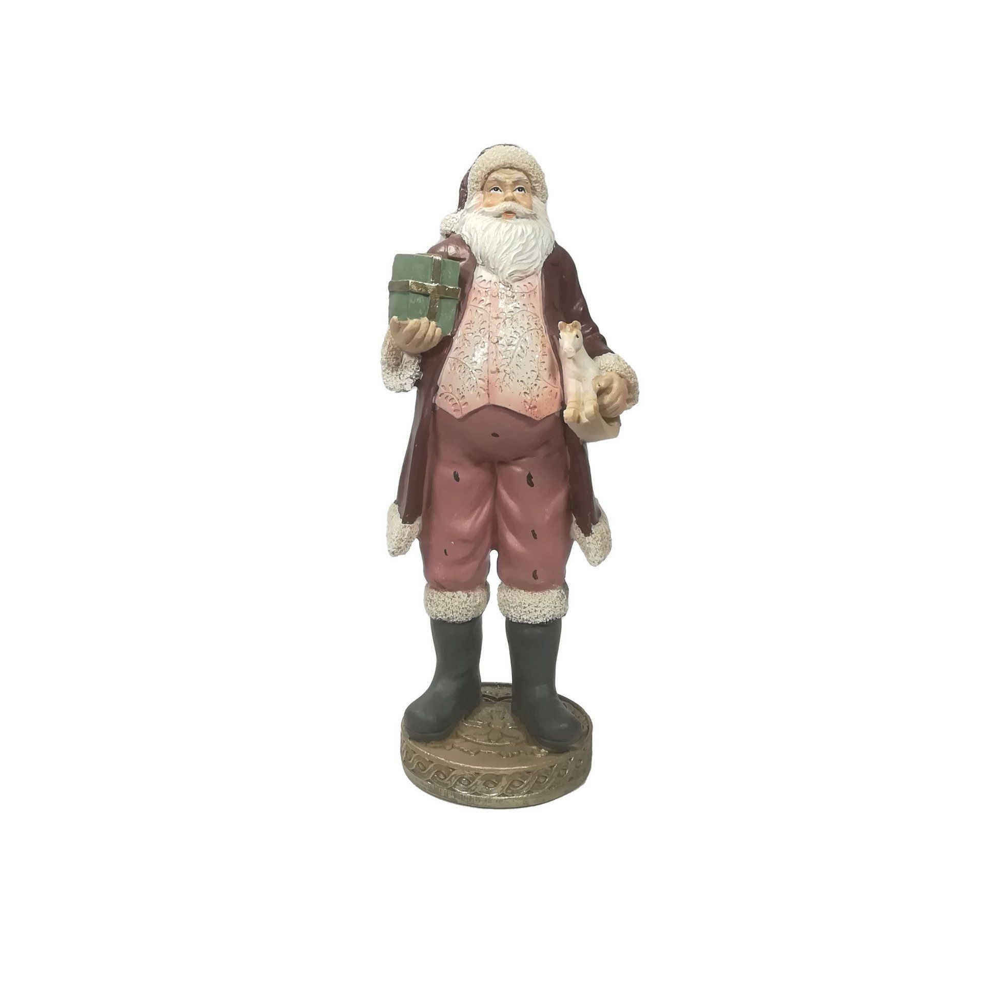 SANTA HOLDING GIFTBOX & ROCKING HORSE 9.5X10X24cm