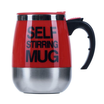 Novelty 450ml Automatic Electric Stirring Coffee Mug Red