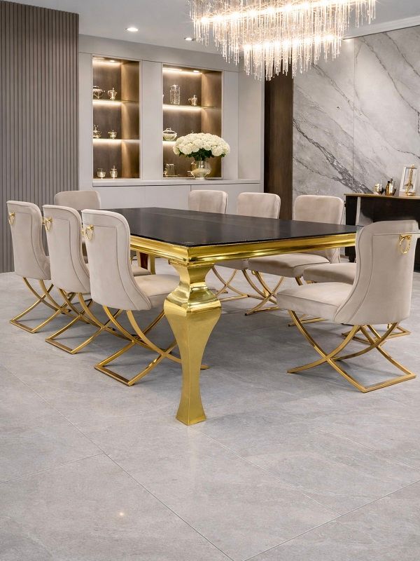 Prestige Home - Cressida 8 Seater Dining Set with Beige Ring Dining Chairs