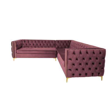 Rosa Oxford Corner Button Couch - Pink