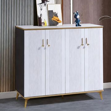 Madiega Furniture - 4 Door Modern White and Gold Storage Cabinet
