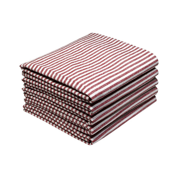 Multipurpose, Easy Fit, Absorbent Kitchen Towel - Design 2123 - 048x072cms - (05 Pc Pack) - Stripes - High Risk Red