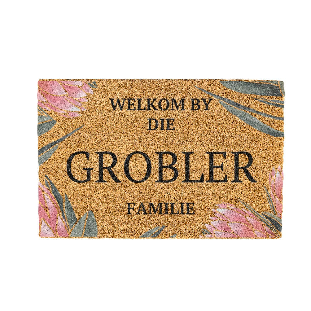 Grobler Familie Naam Coir Doormat Design 700 x 400 mm
