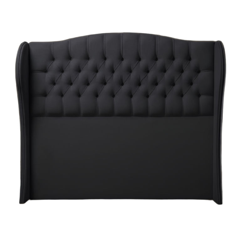 Codie Buttoned Winged Headboard King -Black