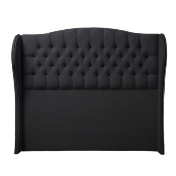 Codie Buttoned Winged Headboard King -Black