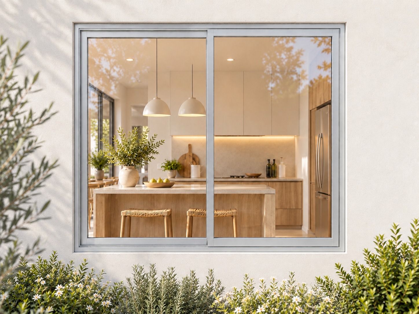 Kenzo Aluminium Sliding Window - Silver, 1200 1200 mm, Two Sliding Panels