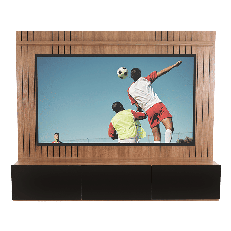 Monte Carlo Wall-Mounted TV Unit - French Walnut & Black