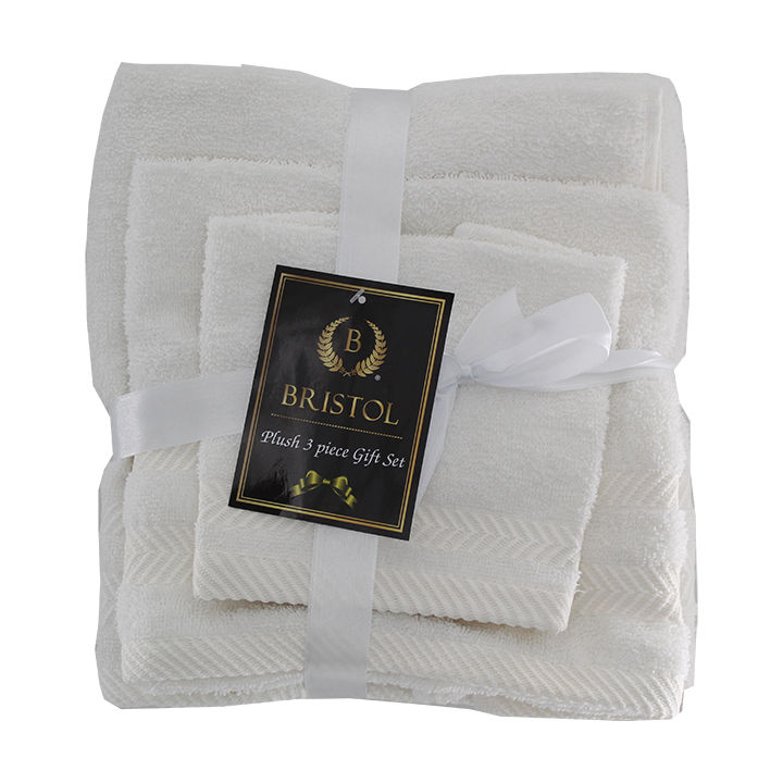 Plush 3 Piece Set Bath Towel, Hand Towel and Face Cloth 100 Cotton