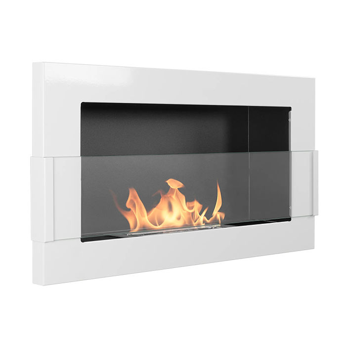 NOVAFLAME - Wall-mounted Bio-Fireplace with glass 650x400 white gloss