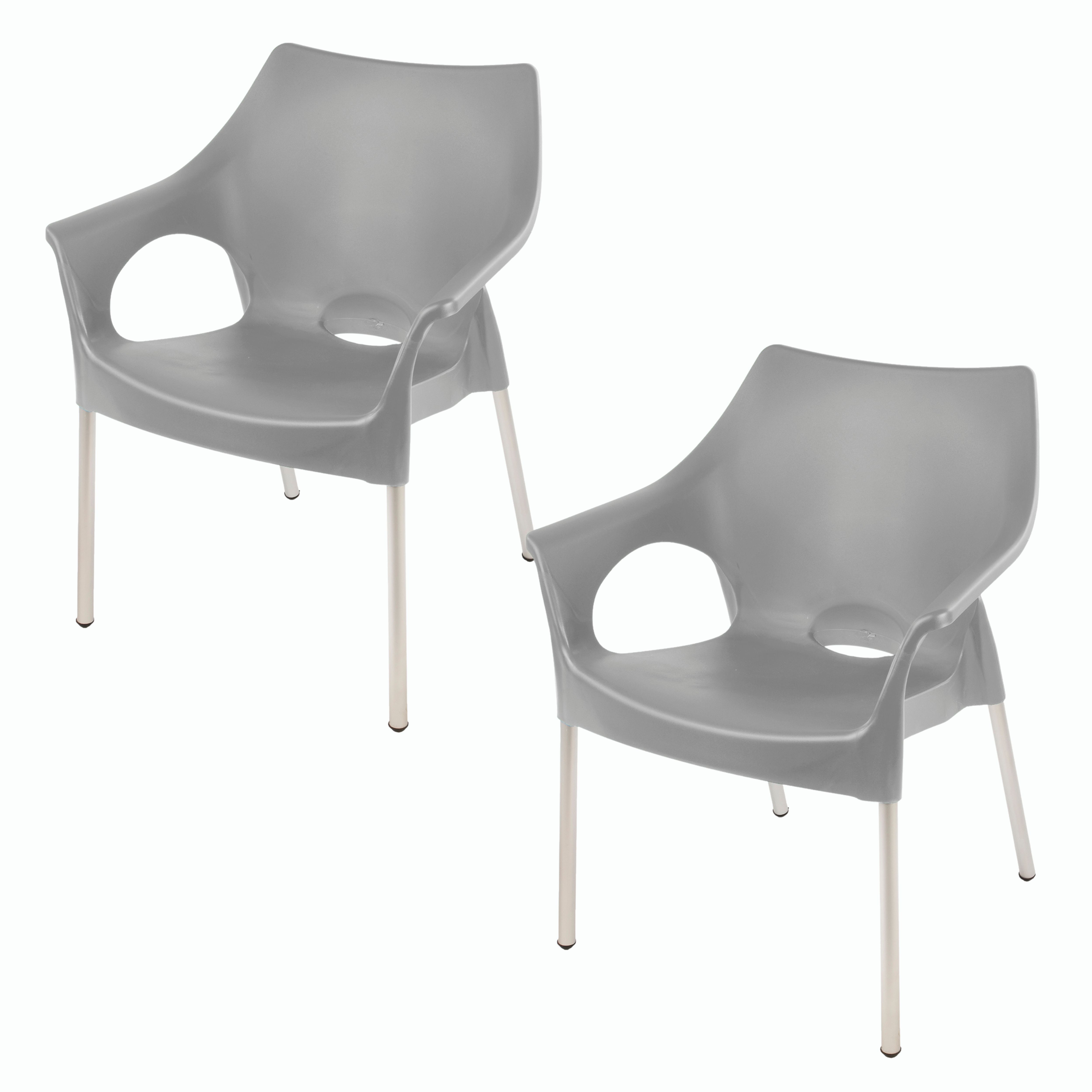 Dublin Café Chair/Patio Chair/ Garden Chair / Stacking Chair - KALAHARI GREY - Set of 2