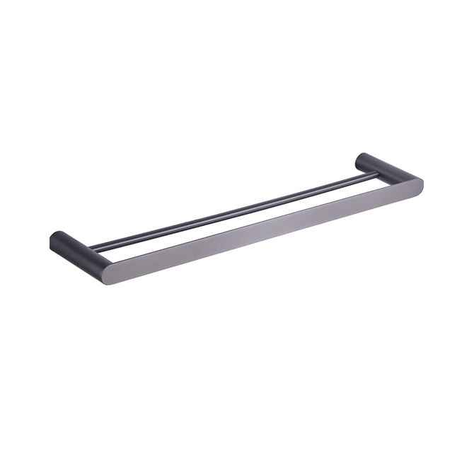 Devario Premio Double Towel Rail Round -Gun Metal Grey