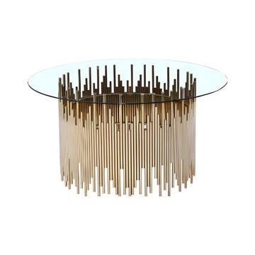 Modern Transparent Tempered Glass Top Round Dining Room Table