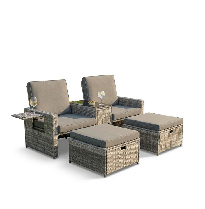 Zanzibar 5pc Patio Set - Grey with Grey Cushions Finery