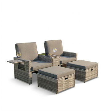 Zanzibar 5pc Patio Set - Grey with Grey Cushions Finery