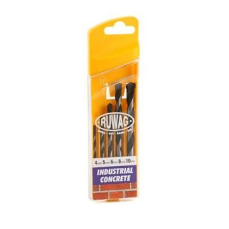 RUWAG 5 Piece Industrial Concrete Drill Bit Set: 4-10mm