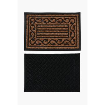 2 Pack Value Coir Door Mat Set – Durable Coir and Rubber Mats