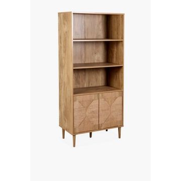 BOHO WEAVE DISPLAY SHELF Rattan-Front Cabinet with Open Shelves 80 39 168 cm